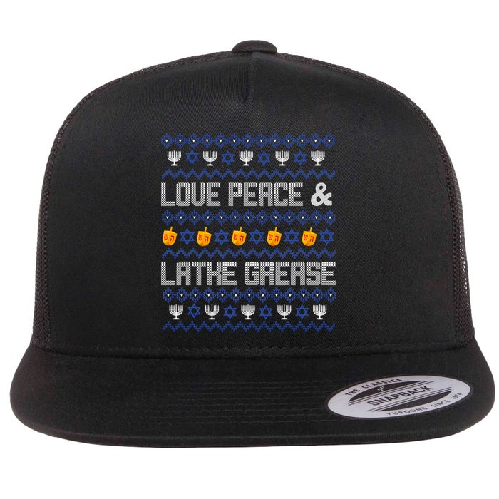 Love Peace & Latke Grease Hanukkah Ugly Flatbill Hat