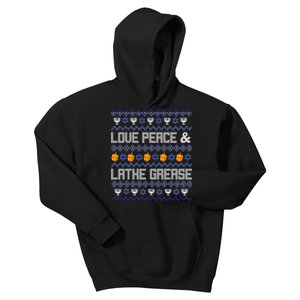 Love Peace & Latke Grease Hanukkah Ugly Kids Hoodie