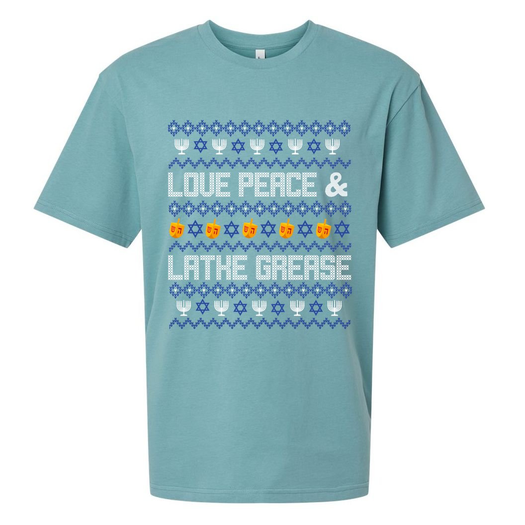 Love Peace & Latke Grease Hanukkah Ugly Sueded Cloud Jersey T-Shirt