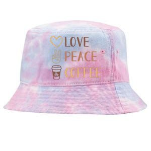 Love Peace Coffee Funny Tie-Dyed Bucket Hat