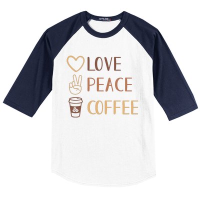 Love Peace Coffee Funny Baseball Sleeve Shirt