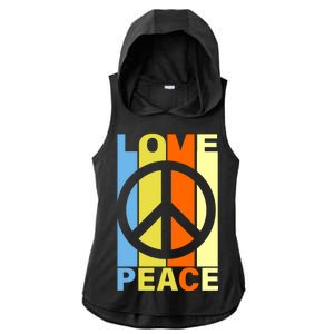 Love Peace Hippie Retro Ladies PosiCharge Tri-Blend Wicking Draft Hoodie Tank