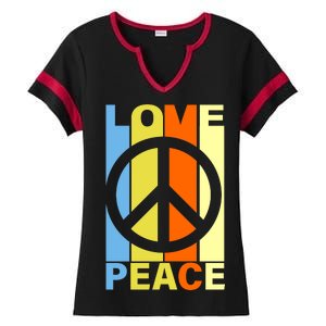 Love Peace Hippie Retro Ladies Halftime Notch Neck Tee