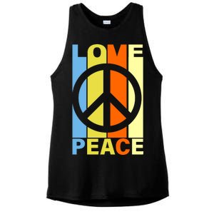 Love Peace Hippie Retro Ladies PosiCharge Tri-Blend Wicking Tank