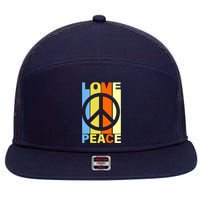 Love Peace Hippie Retro 7 Panel Mesh Trucker Snapback Hat
