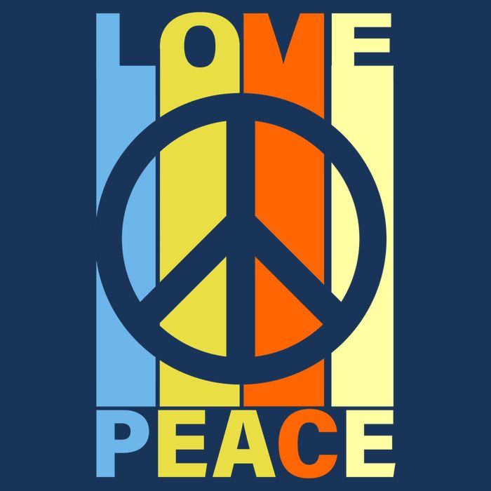 Love Peace Hippie Retro 7 Panel Mesh Trucker Snapback Hat