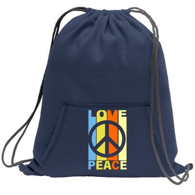 Love Peace Hippie Retro Sweatshirt Cinch Pack Bag