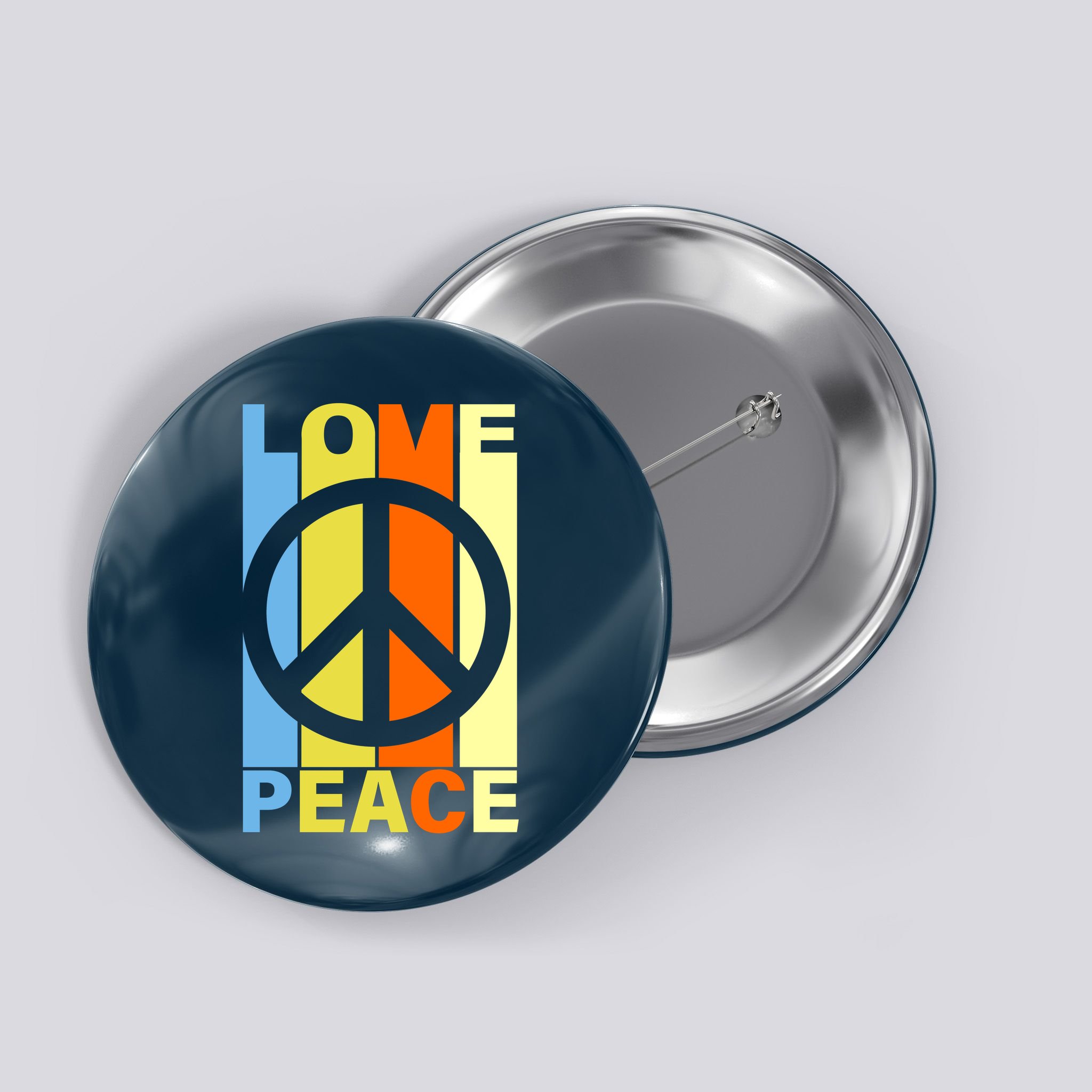 Love Peace Hippie Retro Button