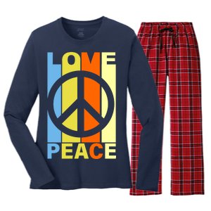 Love Peace Hippie Retro Women's Long Sleeve Flannel Pajama Set 