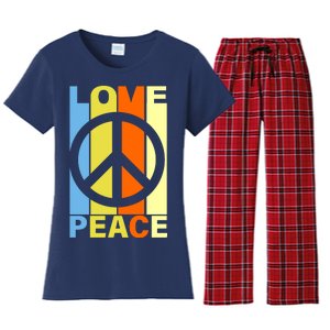 Love Peace Hippie Retro Women's Flannel Pajama Set