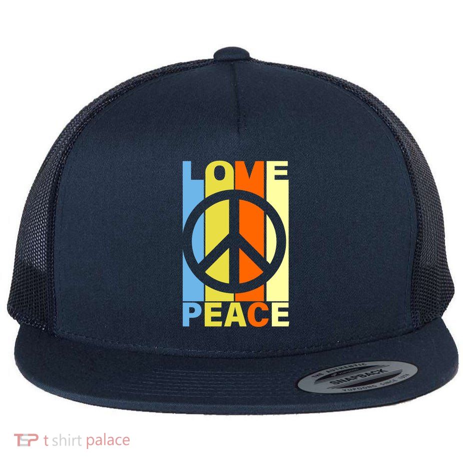 Love Peace Hippie Retro Flatbill Hat