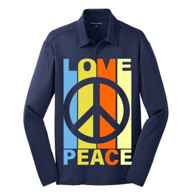 Love Peace Hippie Retro Silk Touch Performance Long Sleeve Polo