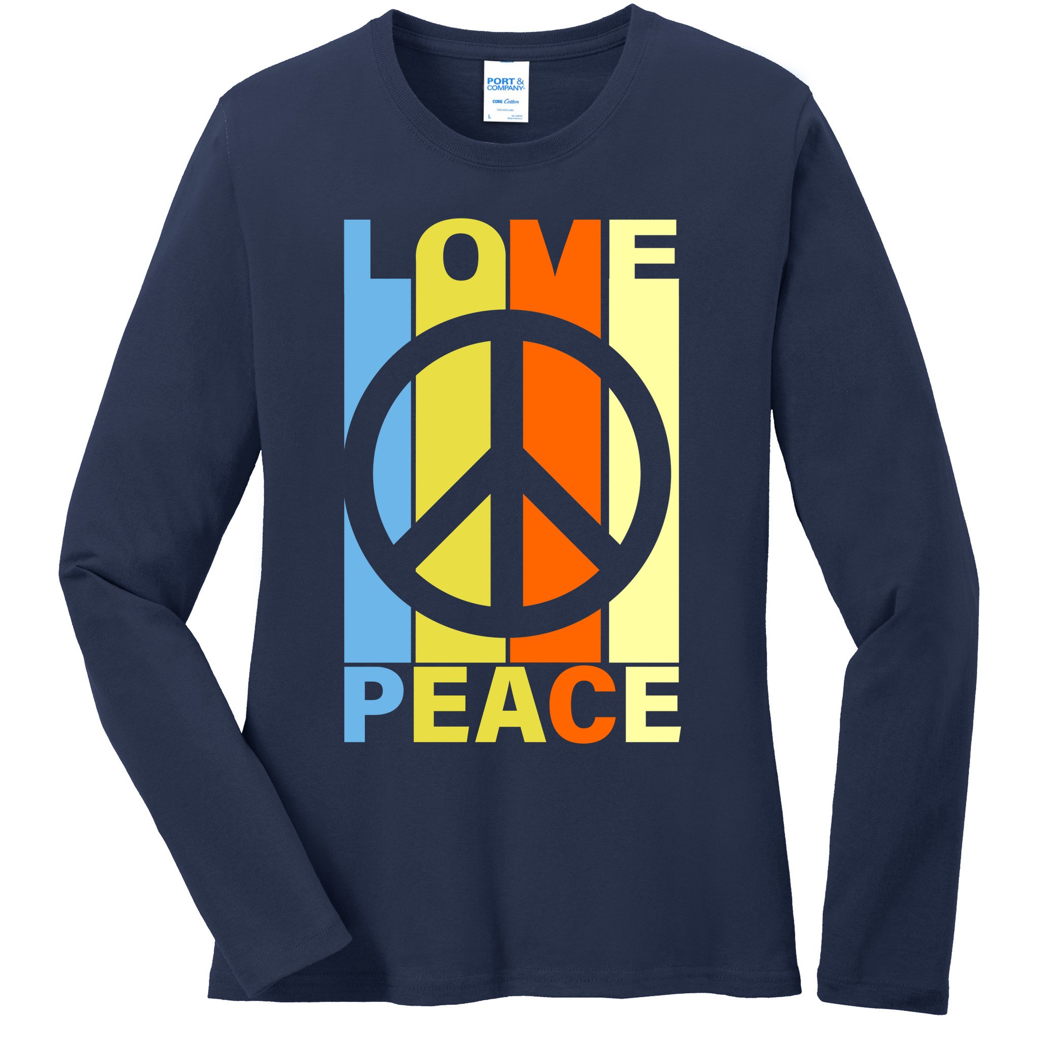 Love Peace Hippie Retro Ladies Long Sleeve Shirt