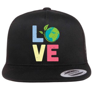 Love Planet Earth Day Flat Bill Trucker Hat