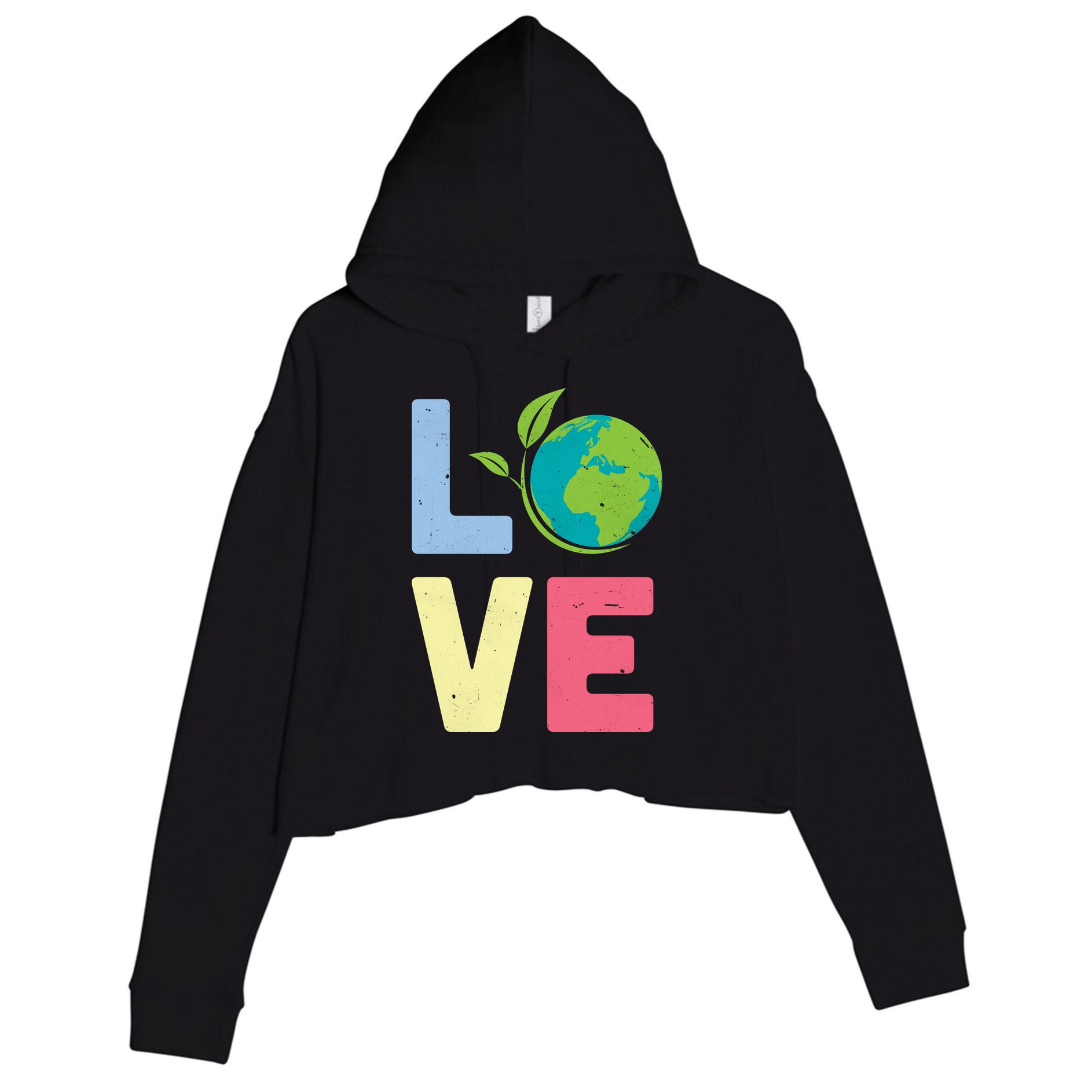 Love Planet Earth Day Crop Fleece Hoodie
