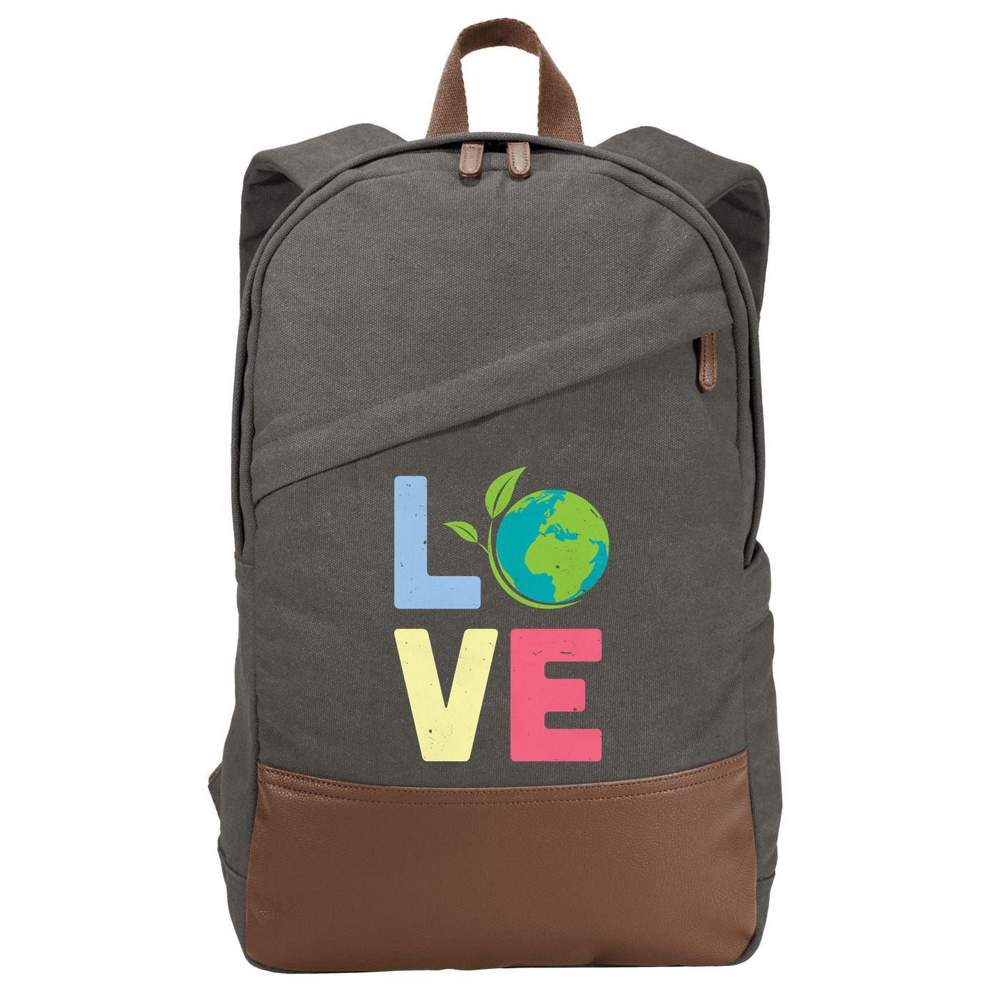 Love Planet Earth Day Cotton Canvas Backpack