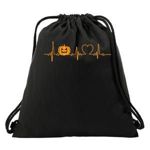 Love Pumpkins Halloween Heartbeat Drawstring Bag