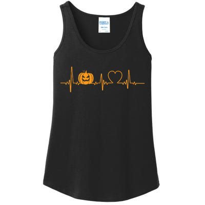 Love Pumpkins Halloween Heartbeat Ladies Essential Tank