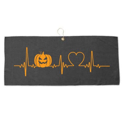 Love Pumpkins Halloween Heartbeat Large Microfiber Waffle Golf Towel