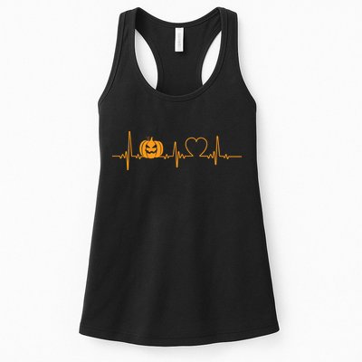 Love Pumpkins Halloween Heartbeat Womens Tank Top