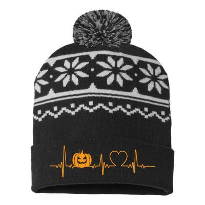 Love Pumpkins Halloween Heartbeat USA-Made Snowflake Beanie