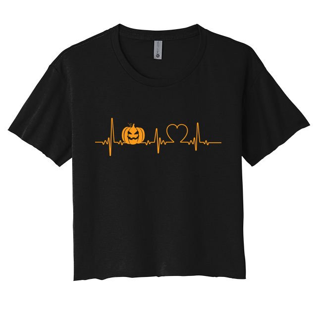 Love Pumpkins Halloween Heartbeat Crop Top