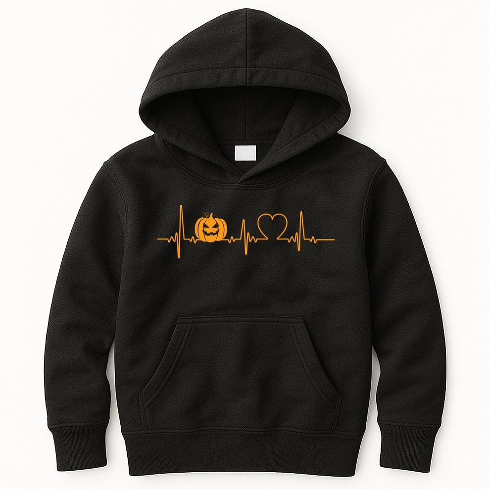 Love Pumpkins Halloween Heartbeat Kids Hoodie
