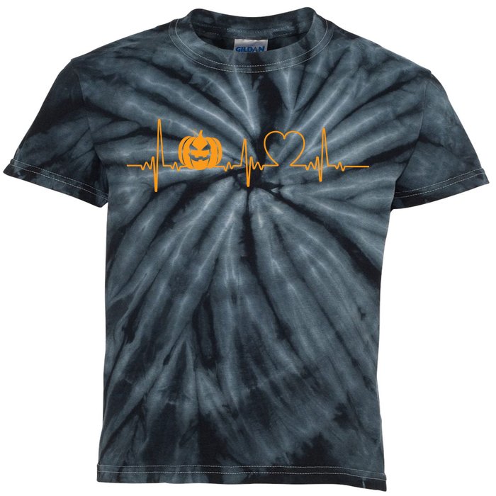 Love Pumpkins Halloween Heartbeat Kids Tie-Dye T-Shirt