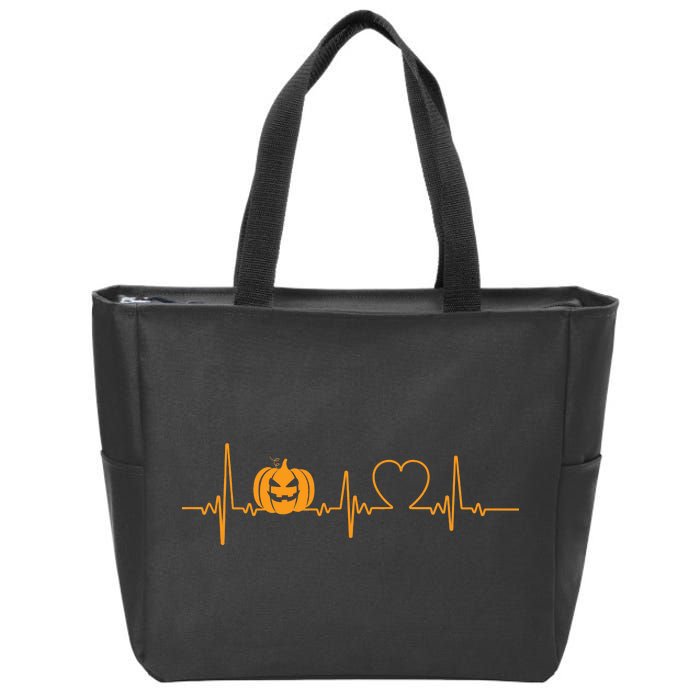 Love Pumpkins Halloween Heartbeat Zip Tote Bag