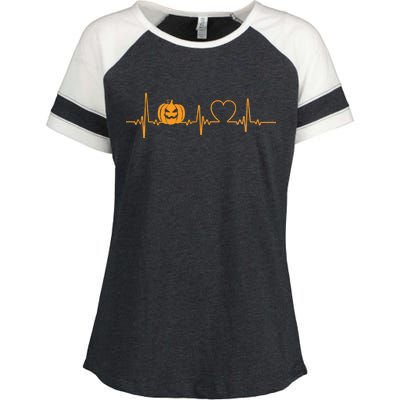 Love Pumpkins Halloween Heartbeat Enza Ladies Jersey Colorblock Tee