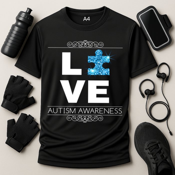 Love Puzzle Piece Autism Awareness Design Cooling Performance Crew T-Shirt