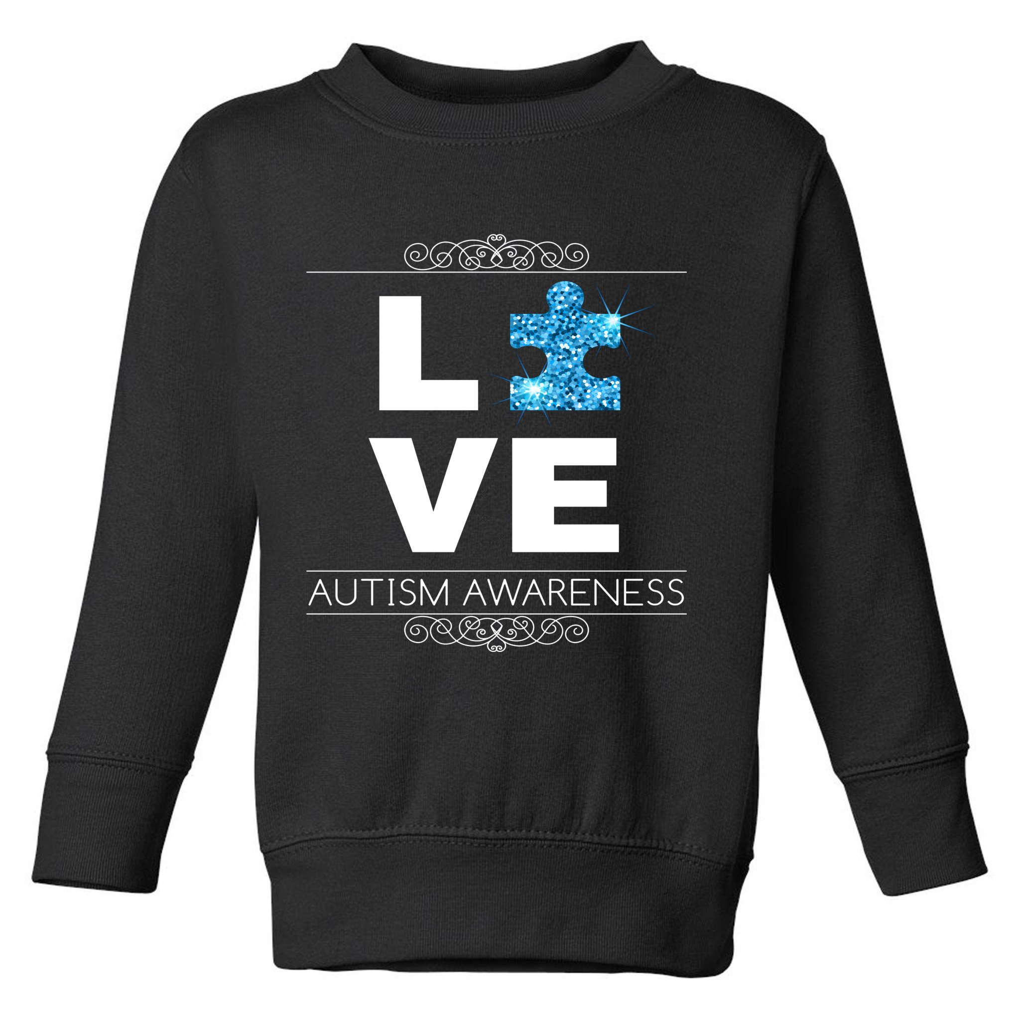 Love Puzzle Piece Autism Awareness Design Toddler Sweatshirt