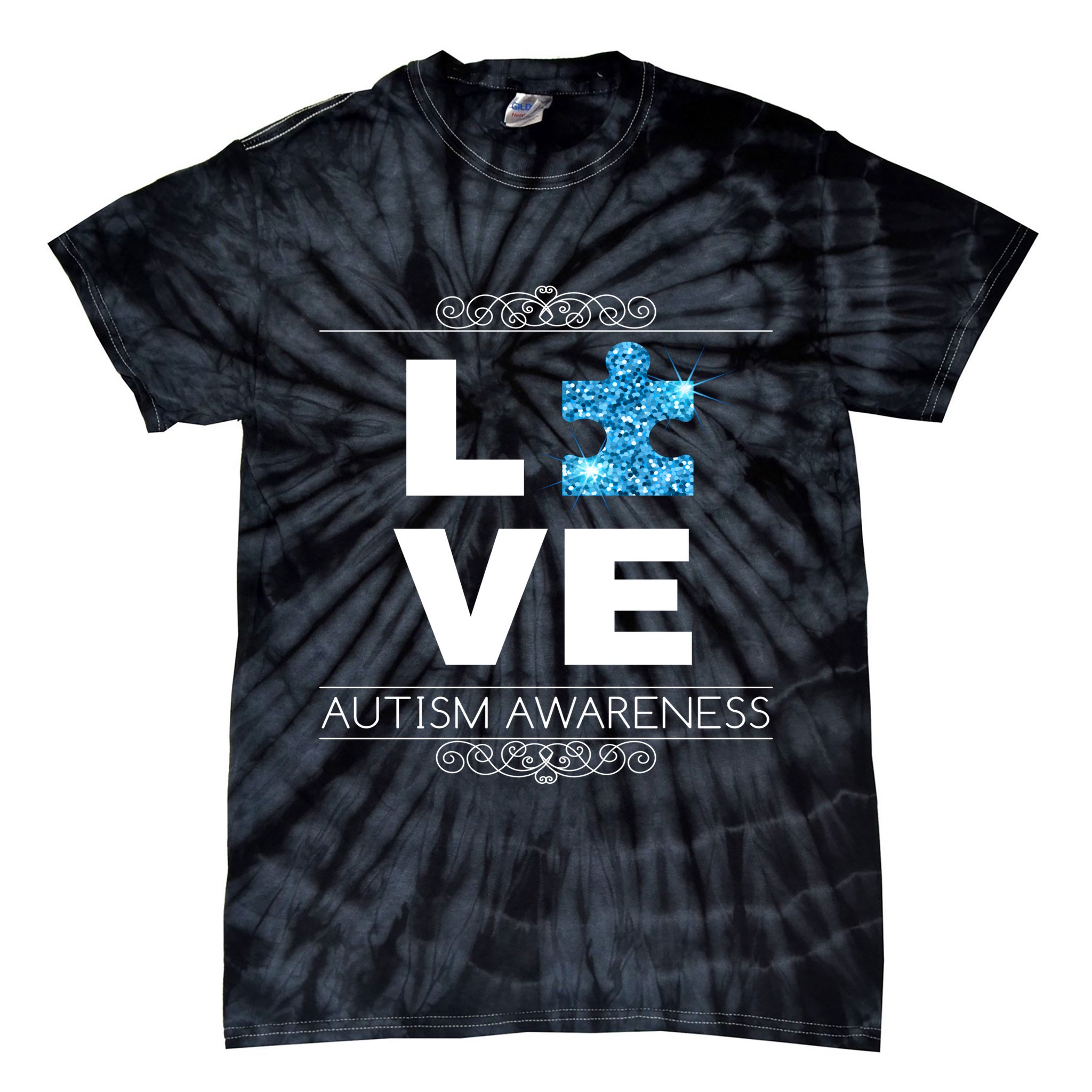 Love Puzzle Piece Autism Awareness Design Tie-Dye T-Shirt