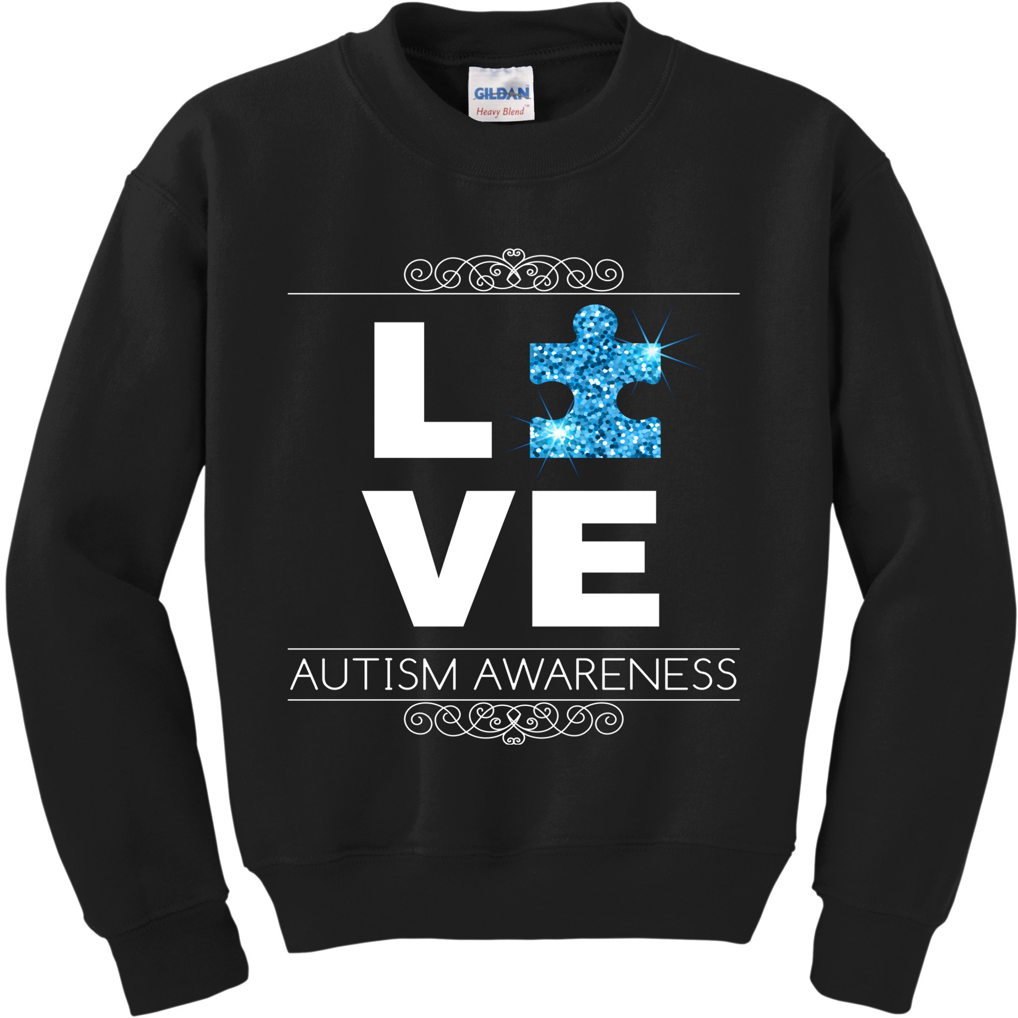 Love Puzzle Piece Autism Awareness Design Kids Sweatshirt