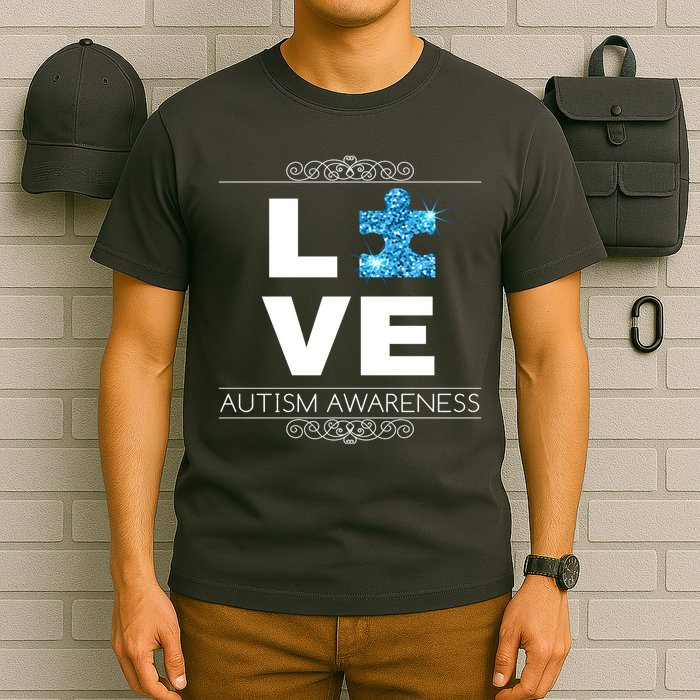 Love Puzzle Piece Autism Awareness Design T-Shirt