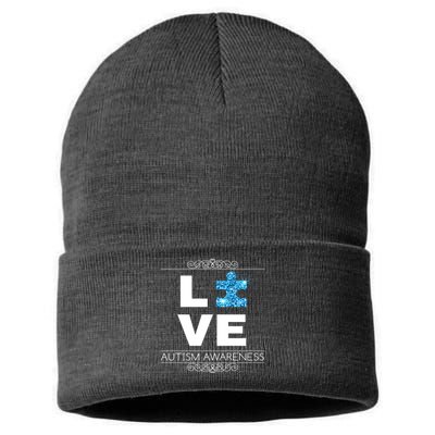 Love Puzzle Piece Autism Awareness Design Sustainable Knit Beanie