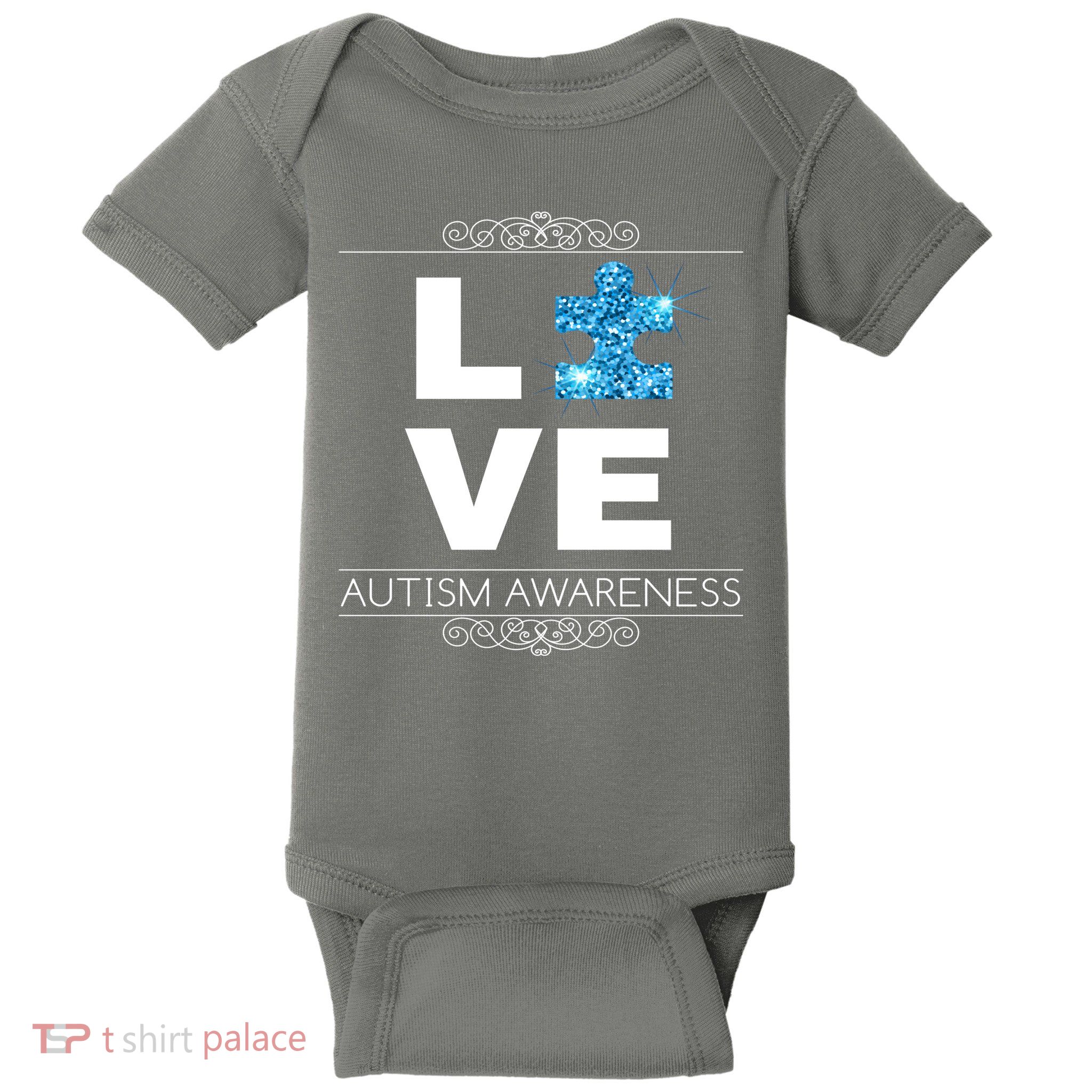 Love Puzzle Piece Autism Awareness Design Baby Bodysuit