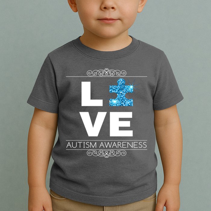 Love Puzzle Piece Autism Awareness Design Toddler T-Shirt