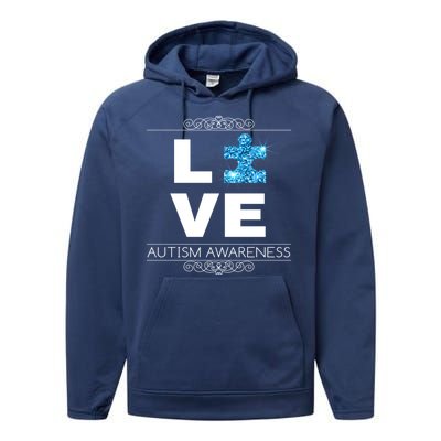 Love Puzzle Piece Autism Awareness Design Performance Fleece Hoodie