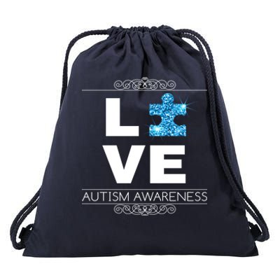 Love Puzzle Piece Autism Awareness Design Drawstring Bag