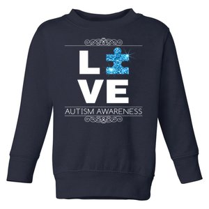 Love Puzzle Piece Autism Awareness Design Toddler Sweatshirt