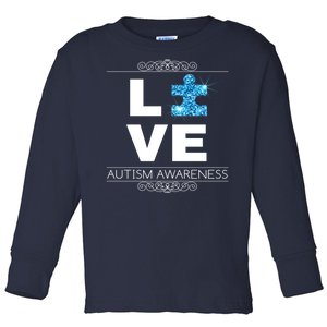 Love Puzzle Piece Autism Awareness Design Toddler Long Sleeve Shirt