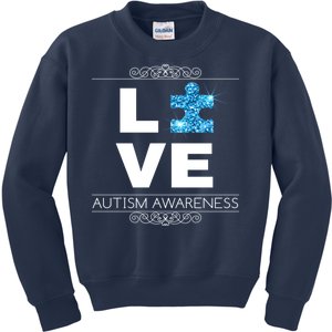 Love Puzzle Piece Autism Awareness Design Kids Sweatshirt