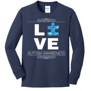 Love Puzzle Piece Autism Awareness Design Kids Long Sleeve Shirt