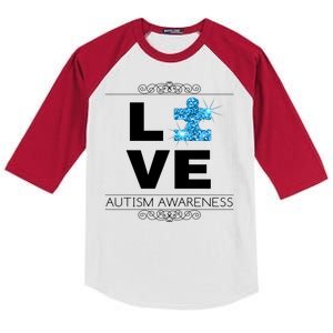 Love Puzzle Piece Autism Awareness Design Kids Colorblock Raglan Jersey