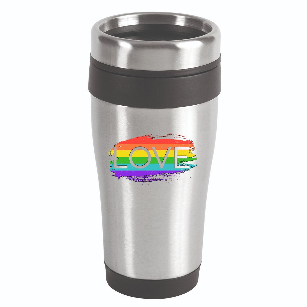 Love Rainbow Paint Gay Pride 16oz Travel Tumbler