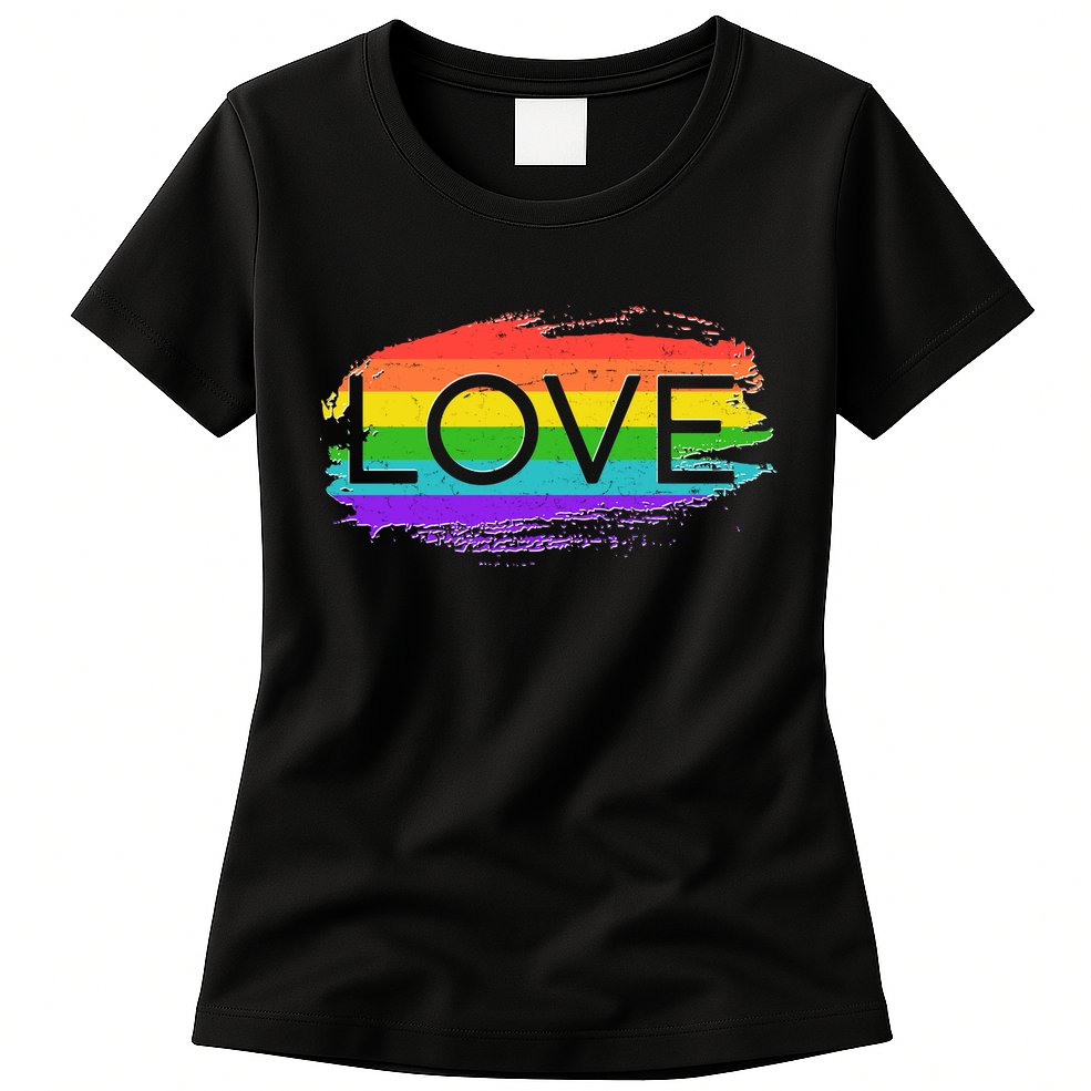 Love Rainbow Paint Gay Pride Womens T-Shirt