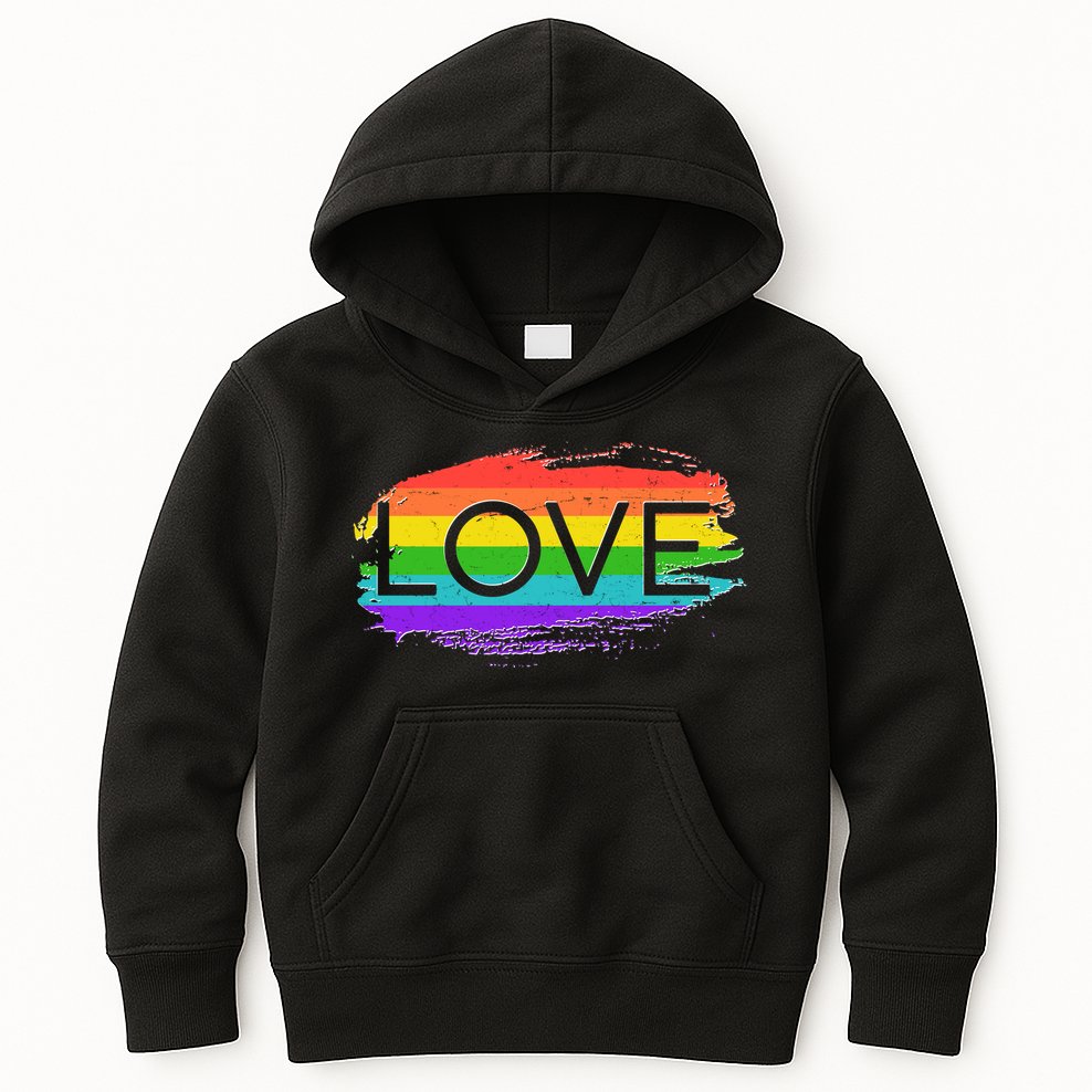 Love Rainbow Paint Gay Pride Kids Hoodie