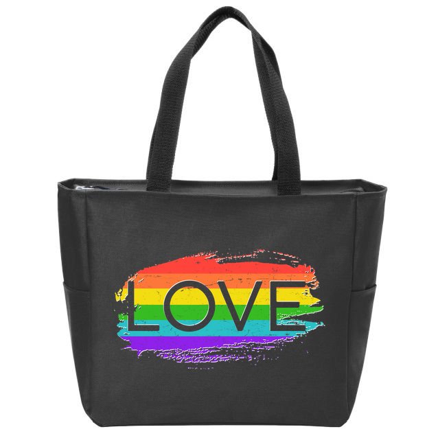 Love Rainbow Paint Gay Pride Zip Tote Bag