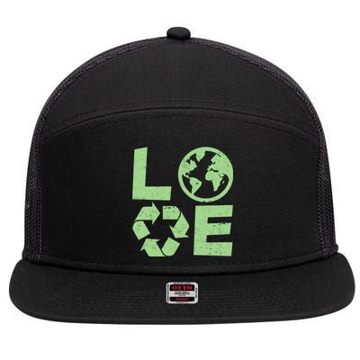 LOVE Recycle Earth Day 7 Panel Mesh Trucker Snapback Hat